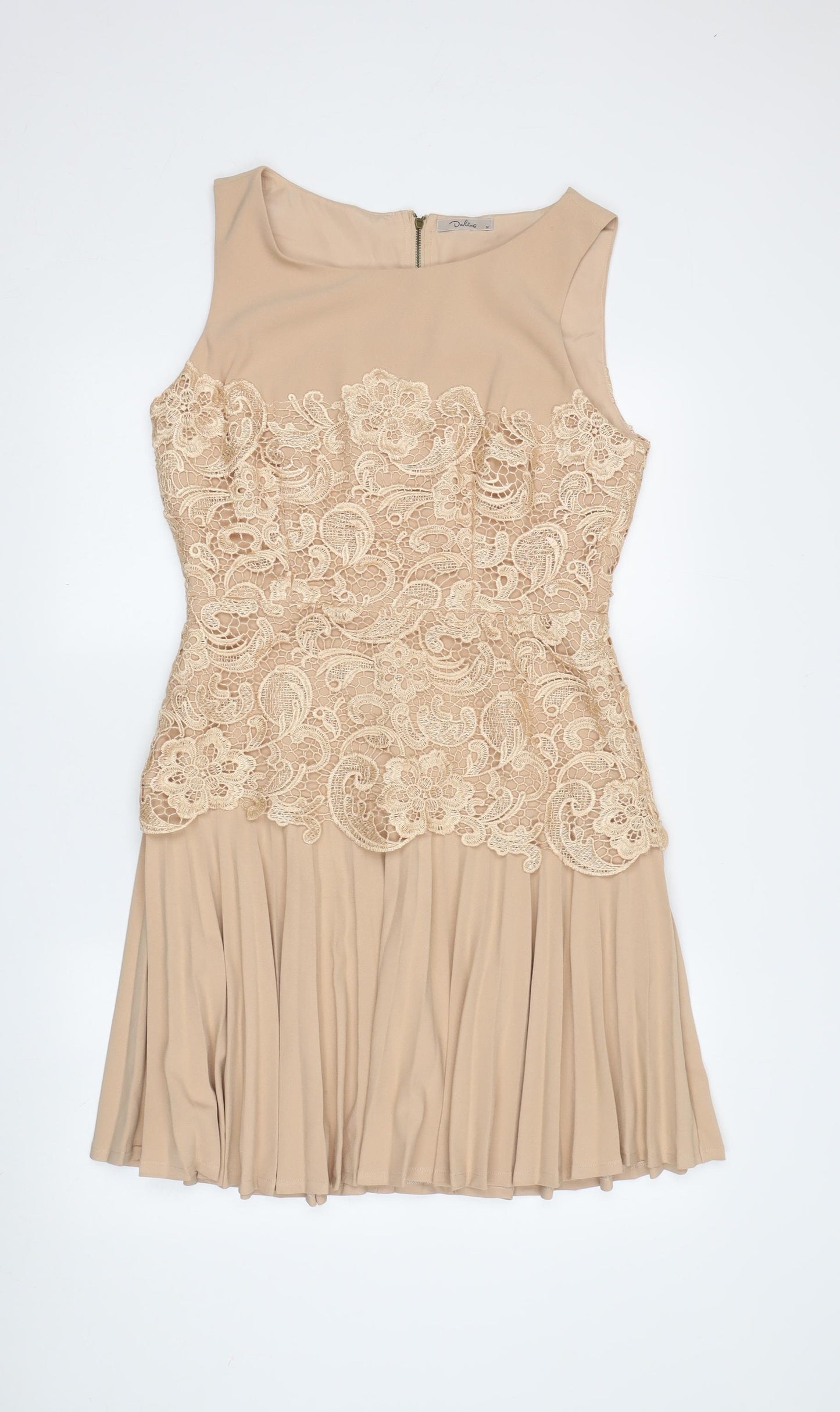 Darling Beige A-Line Sleeveless Women's Dress M