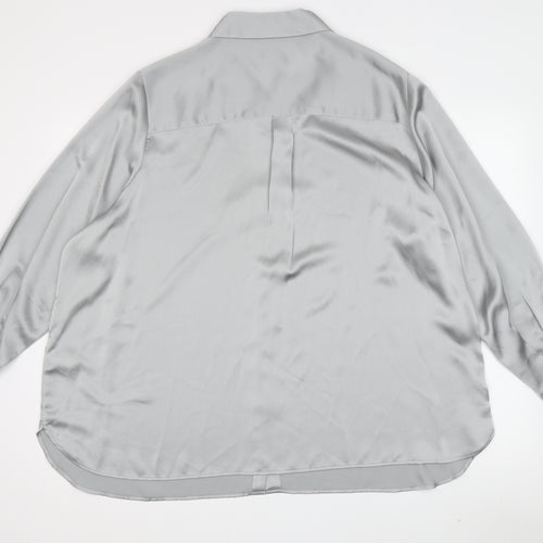 Marks and Spencer Women's Grey Button-Up Shirt - Size 22