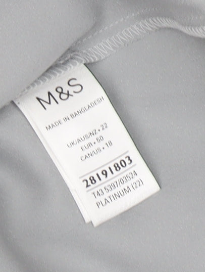 Marks and Spencer Women's Grey Button-Up Shirt - Size 22