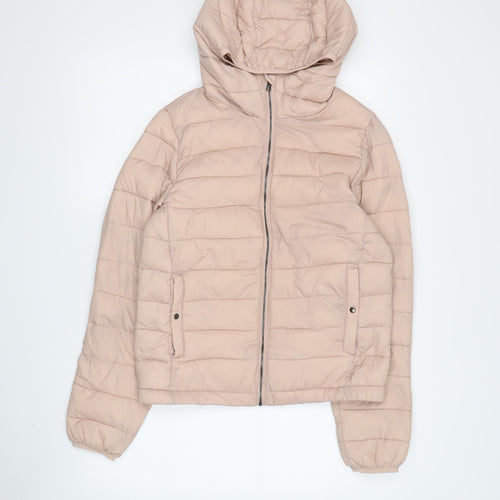 Pull&Bear Women's Beige Puffer Jacket S - Hooded, Winter