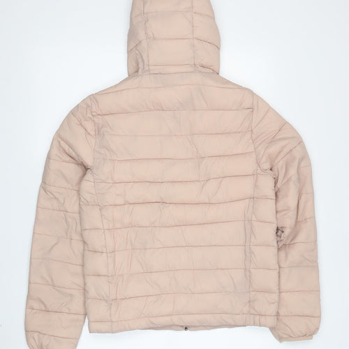 Pull&Bear Women's Beige Puffer Jacket S - Hooded, Winter