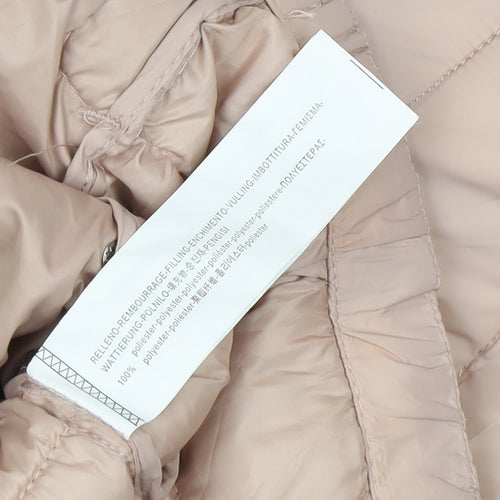 Pull&Bear Women's Beige Puffer Jacket S - Hooded, Winter