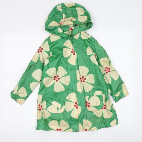 GAP Girls Green Floral Rain Coat 5 Years Hooded Spring