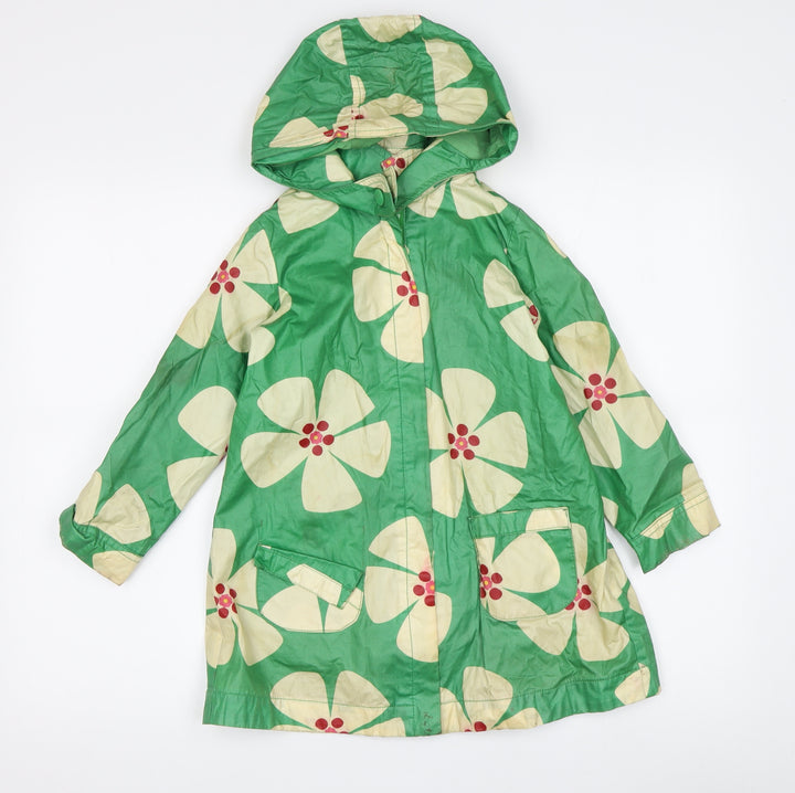 GAP Girls Green Floral Rain Coat 5 Years Hooded Spring
