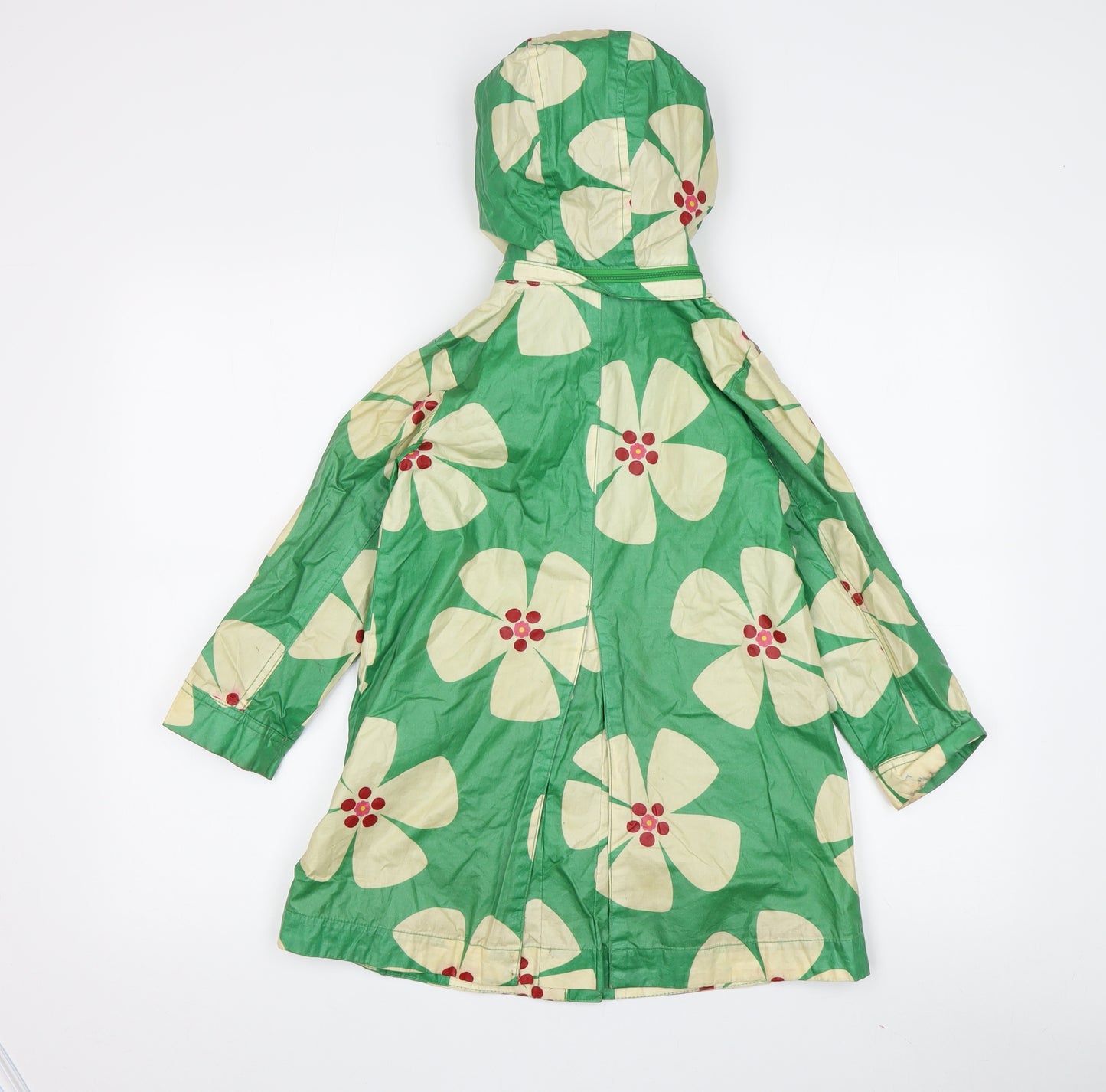 GAP Girls Green Floral Rain Coat 5 Years Hooded Spring
