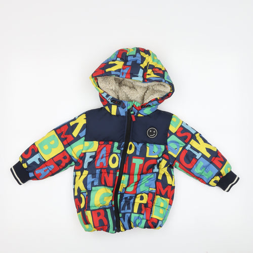 NEXT Boys Multicoloured Puffer Jacket 2-3 Years Hooded