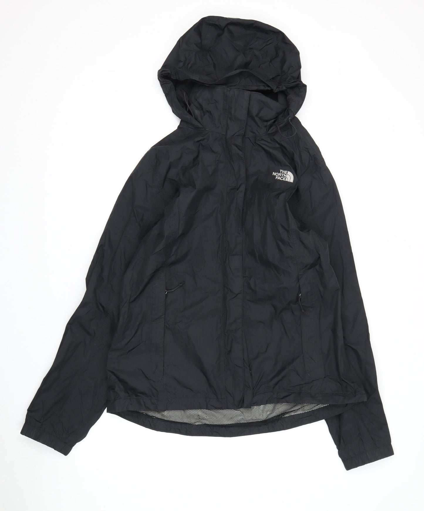 The North Face Women's Black Rain Jacket, Size L, Hooded, Waterproof