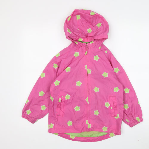 Muddy Puddles Girls Pink Floral Rain Coat 5-6 Years Hooded