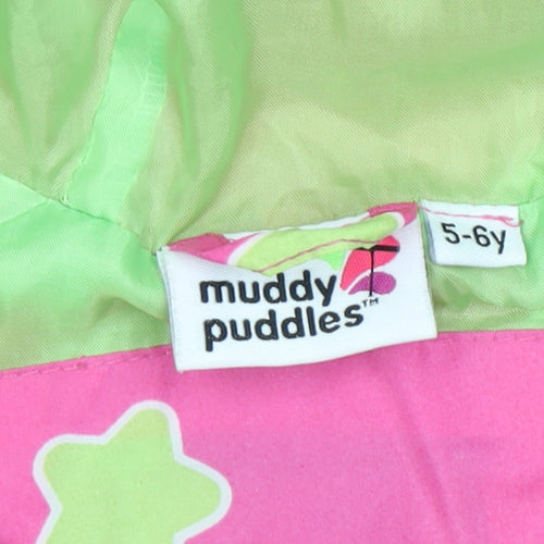 Muddy Puddles Girls Pink Floral Rain Coat 5-6 Years Hooded