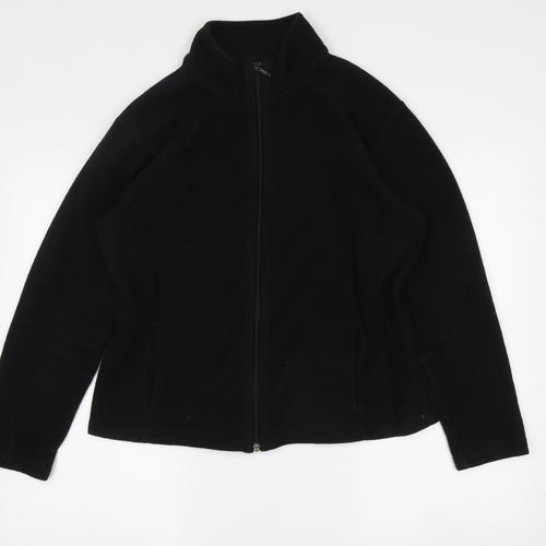 Marks & Spencer Women Black Fleece Full Zip Jacket Size 16