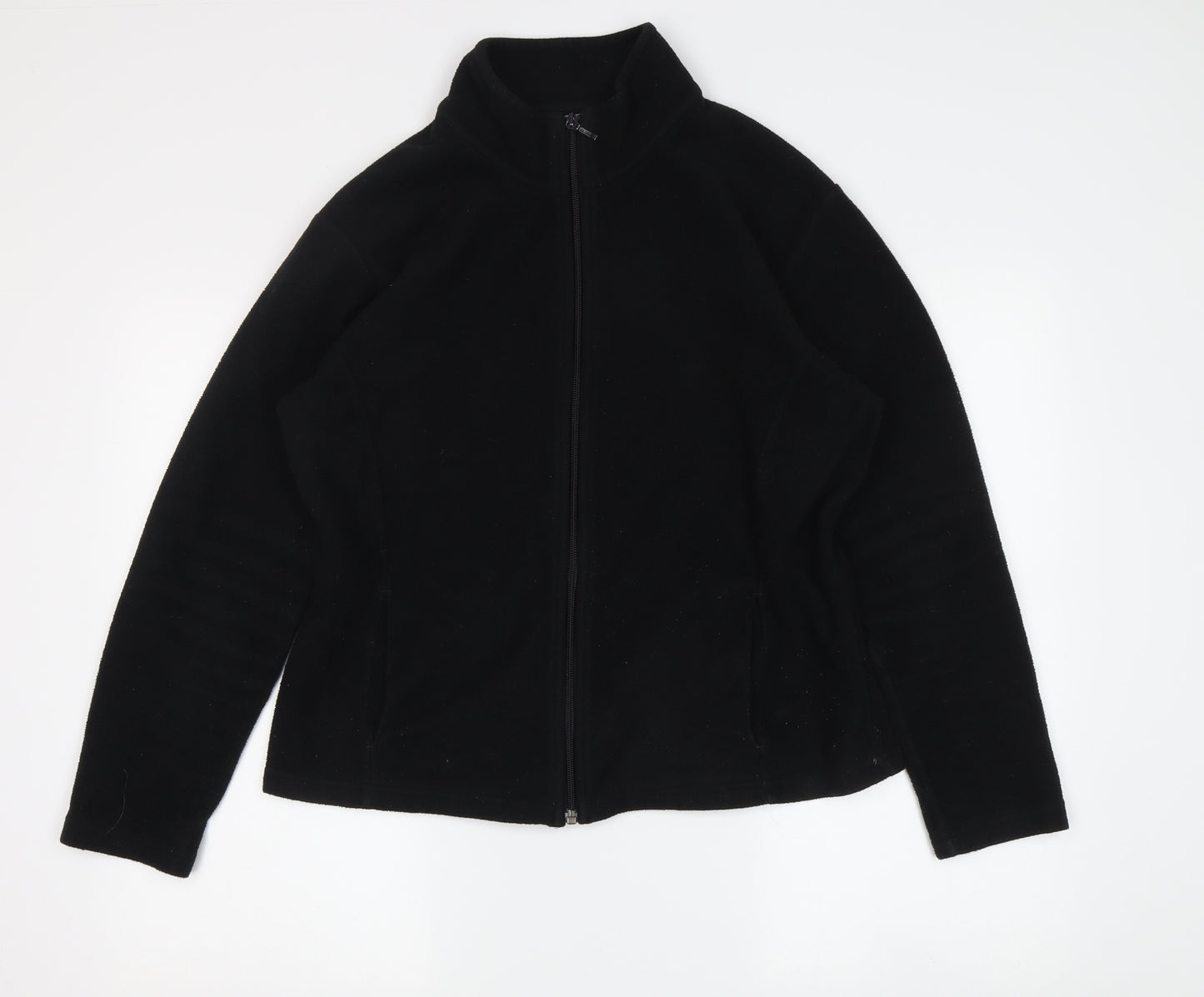 Marks & Spencer Women Black Fleece Full Zip Jacket Size 16