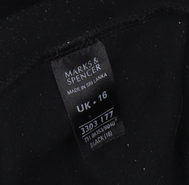 Marks & Spencer Women Black Fleece Full Zip Jacket Size 16