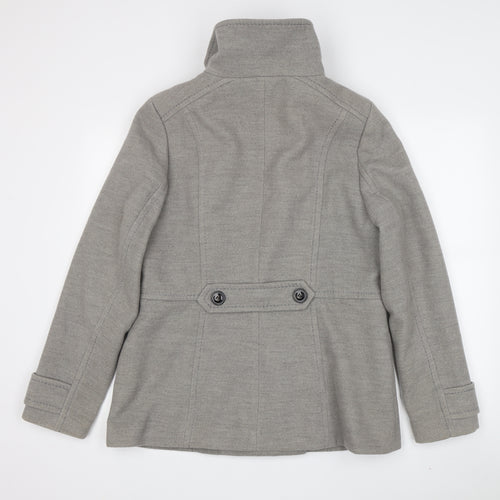 H&M Grey Women's Pea Coat Size 8 Regular Buttoned