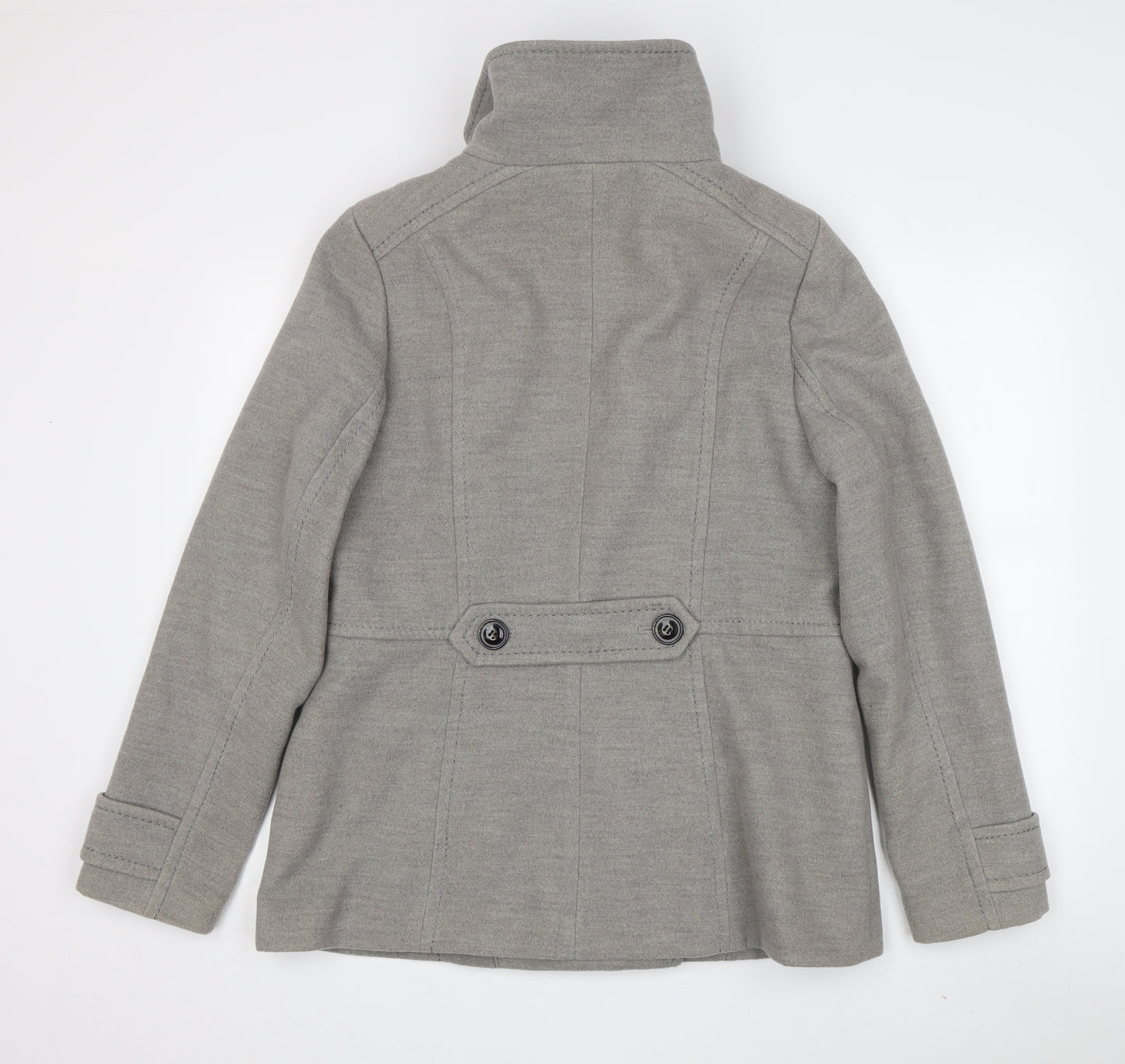 H&M Grey Women's Pea Coat Size 8 Regular Buttoned