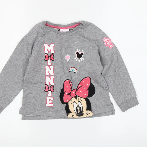 Disney Girls Grey Minnie Mouse Pullover T-Shirt, Size 2-3 Years