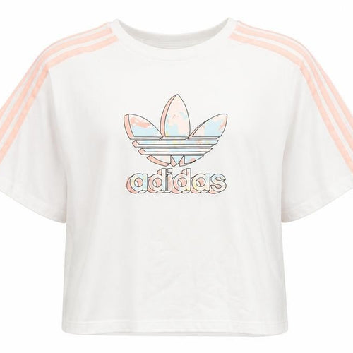 Adidas Girls White Short Sleeve T-Shirt, 14-15 Years, Cotton
