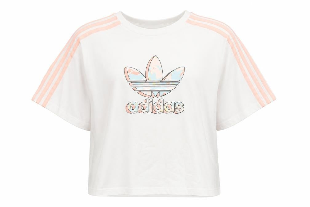 Adidas Girls White Short Sleeve T-Shirt, 14-15 Years, Cotton
