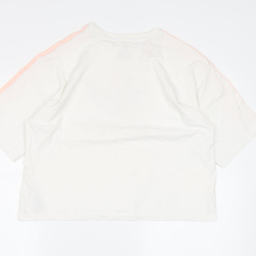 Adidas Girls White Short Sleeve T-Shirt, 14-15 Years, Cotton