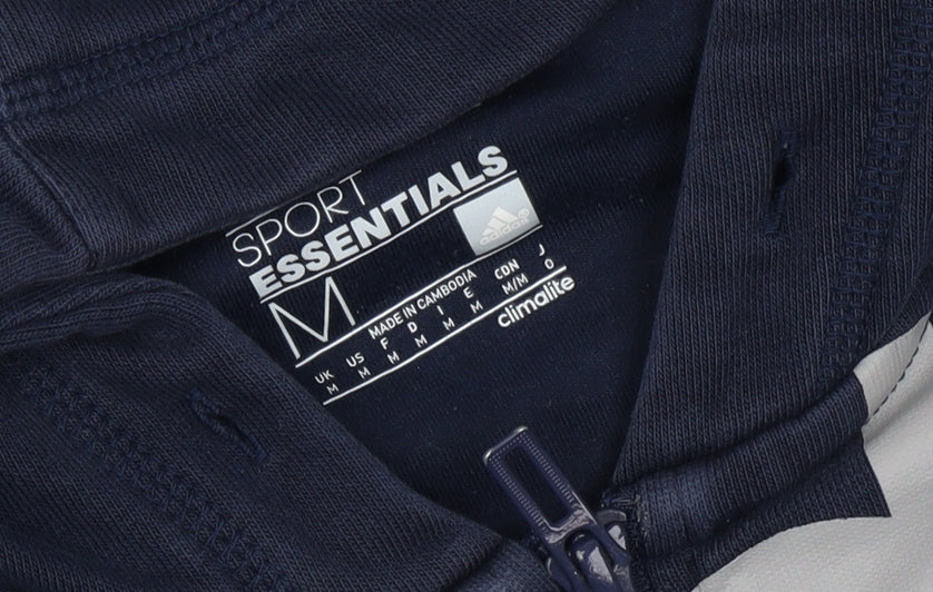 Adidas Men's Blue Full Zip Hoodie - Size M - Sportswear