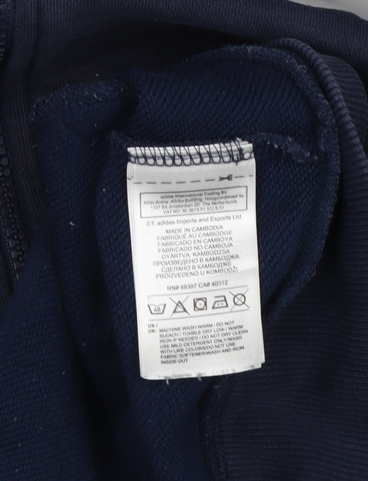 Adidas Men's Blue Full Zip Hoodie - Size M - Sportswear