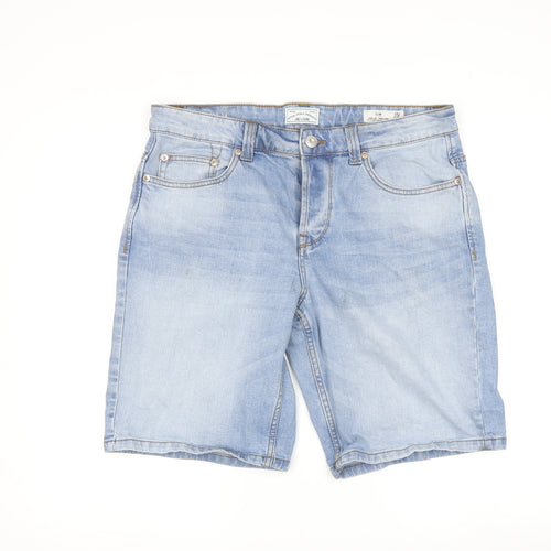 Only & Sons Men's Blue Slim Fit Bermuda Denim Shorts