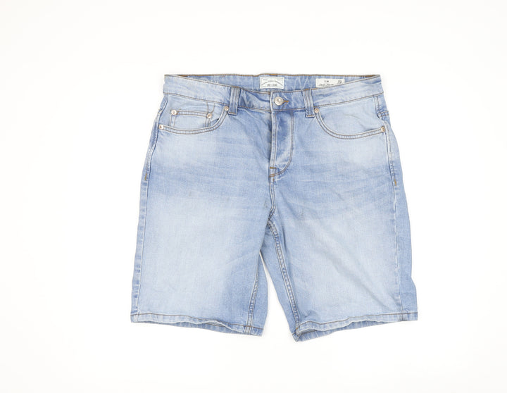 Only & Sons Men's Blue Slim Fit Bermuda Denim Shorts