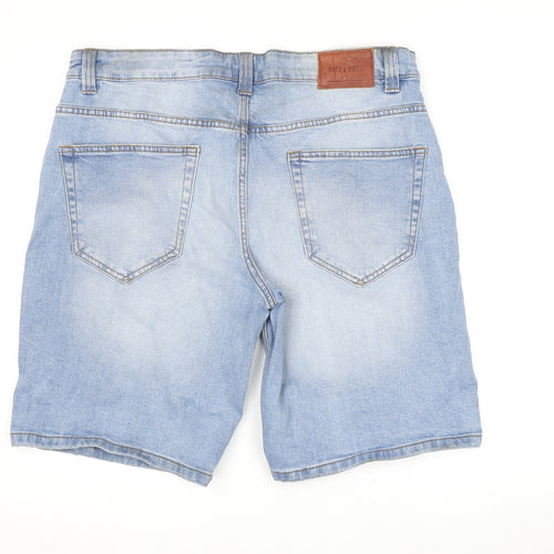 Only & Sons Men's Blue Slim Fit Bermuda Denim Shorts