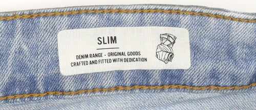 Only & Sons Men's Blue Slim Fit Bermuda Denim Shorts
