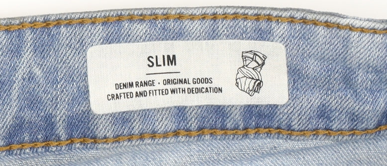 Only & Sons Men's Blue Slim Fit Bermuda Denim Shorts