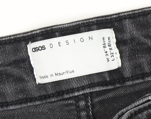 ASOS Men's Black Skinny Jeans, Size 34, Slim Fit