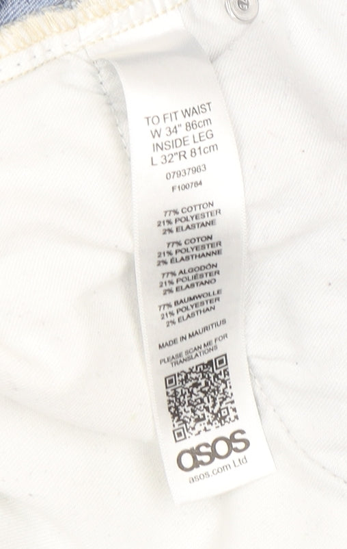 ASOS Men's Blue Straight Jeans, Size 34W 32L