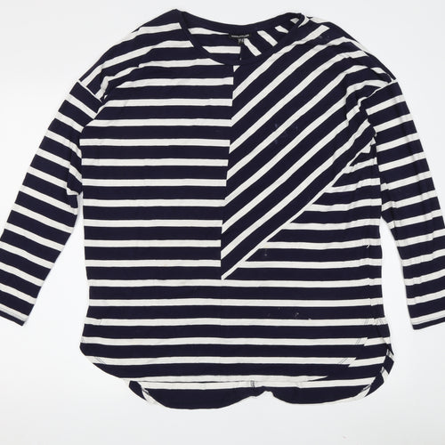 Warehouse Women's Black Striped T-Shirt, Size 12