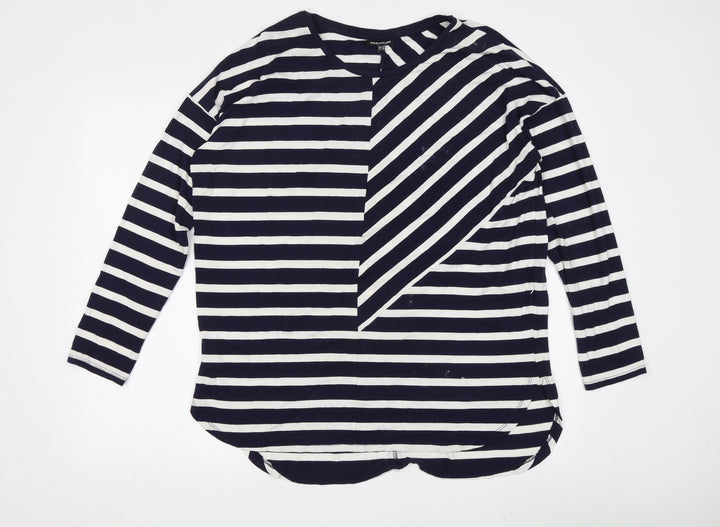 Warehouse Women's Black Striped T-Shirt, Size 12