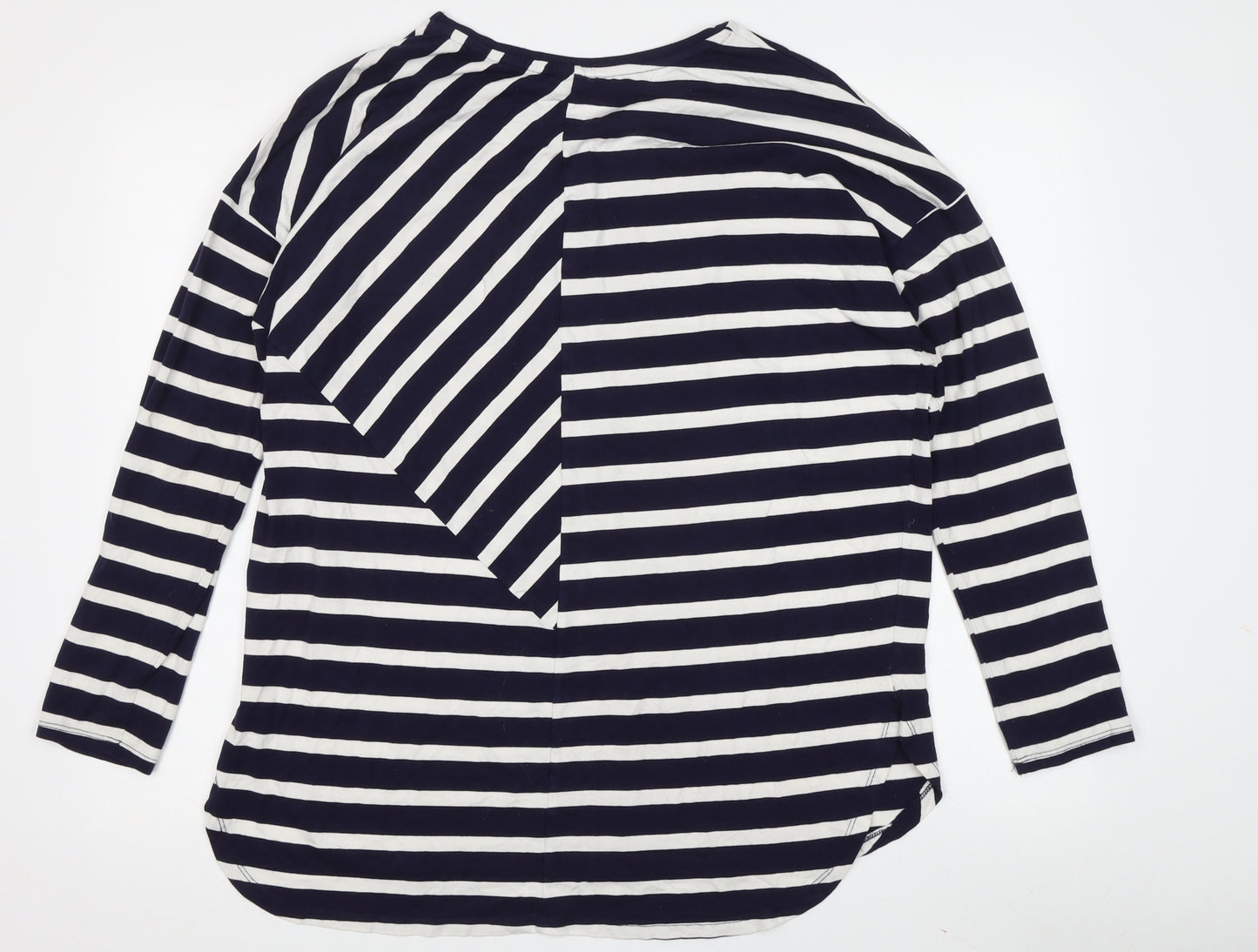 Warehouse Women's Black Striped T-Shirt, Size 12