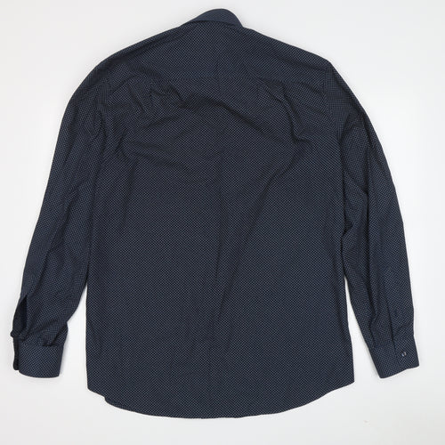 Next Men's Blue Regular Fit Geometric Shirt Size 15.5
