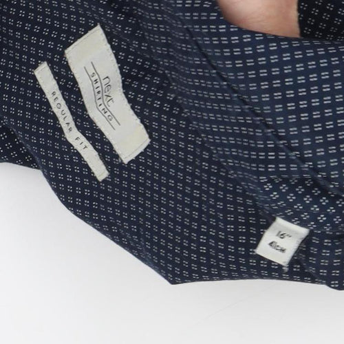 Next Men's Blue Regular Fit Geometric Shirt Size 15.5