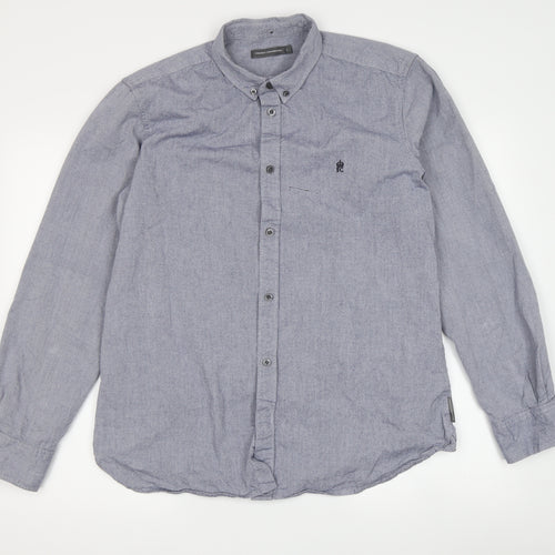 French Connection Men's Grey Long Sleeve Button-Up Shirt