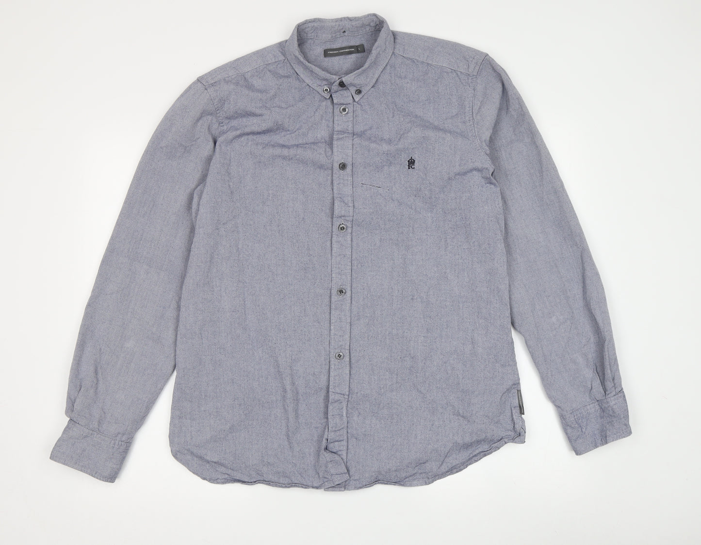 French Connection Men's Grey Long Sleeve Button-Up Shirt