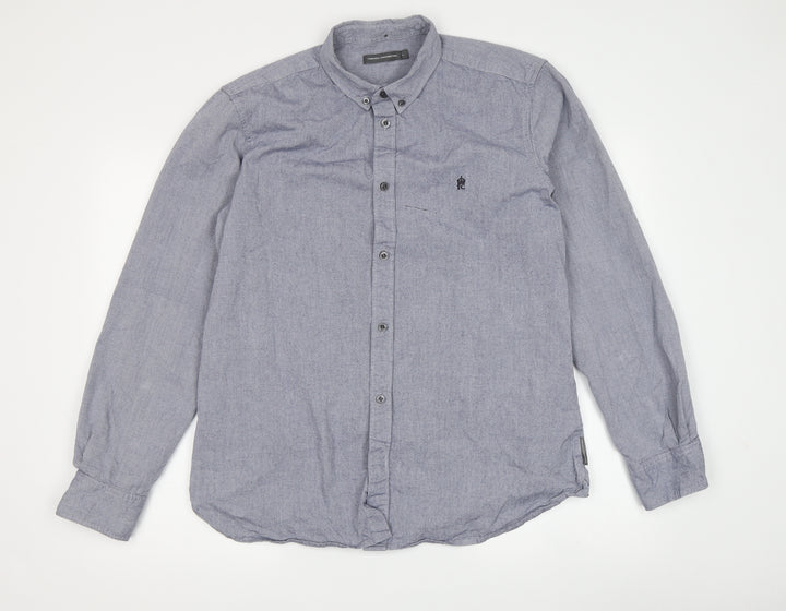 French Connection Men's Grey Long Sleeve Button-Up Shirt
