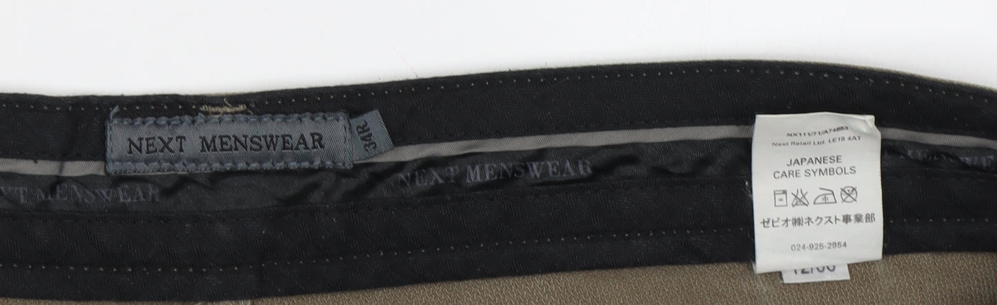 Next Men's Brown Chino Trousers - Cotton Blend 34" Waist