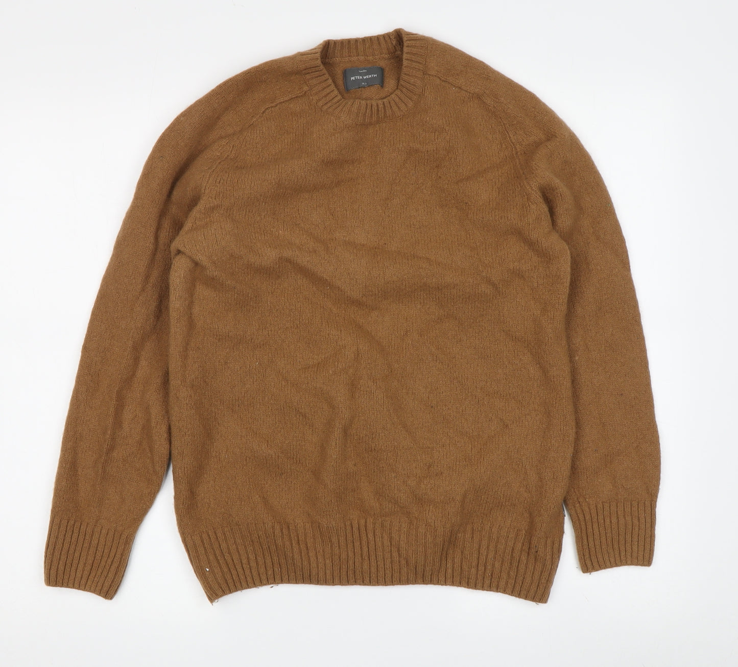 Peter Werth Boys Brown Crew Neck Pullover, Size L, Lambswool