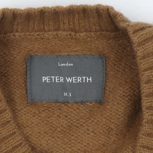Peter Werth Boys Brown Crew Neck Pullover, Size L, Lambswool