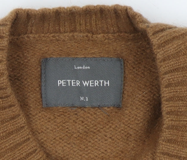 Peter Werth Boys Brown Crew Neck Pullover, Size L, Lambswool