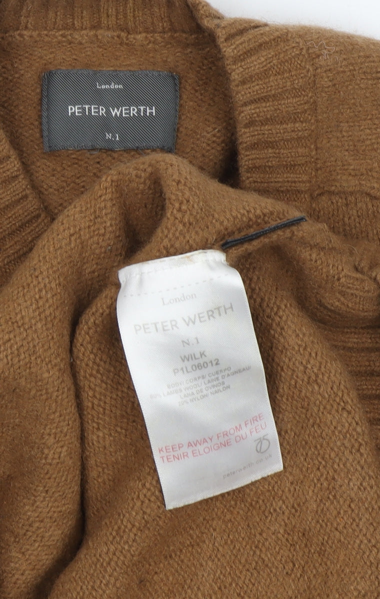 Peter Werth Boys Brown Crew Neck Pullover, Size L, Lambswool