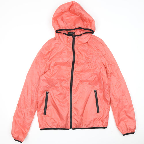 Topshop Women’s Pink Hooded Windbreaker Jacket Size 12