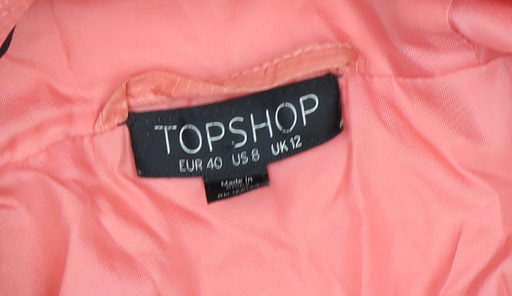 Topshop Women’s Pink Hooded Windbreaker Jacket Size 12