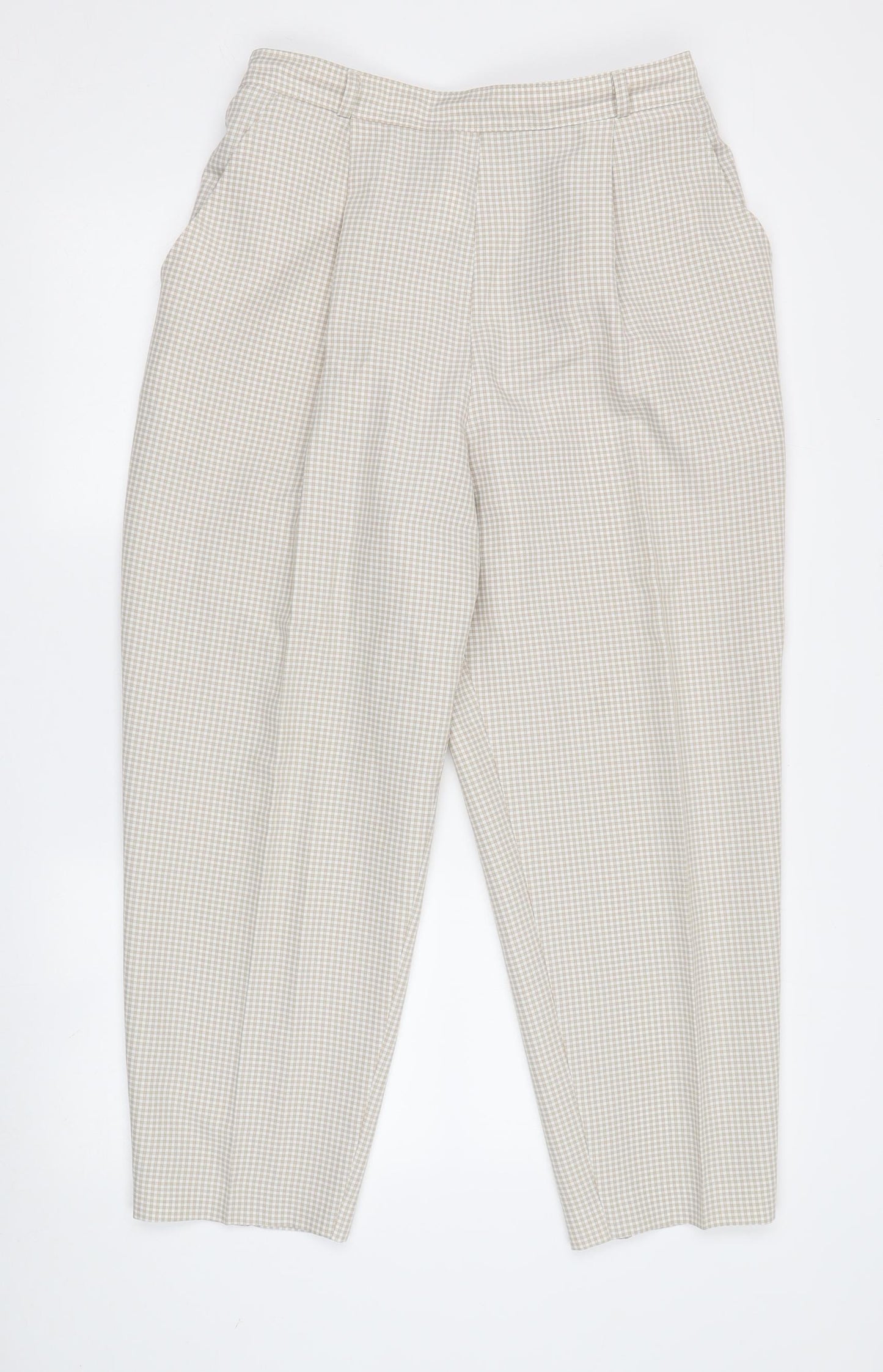 Marks and Spencer Women's Beige Check Trousers, Size 16