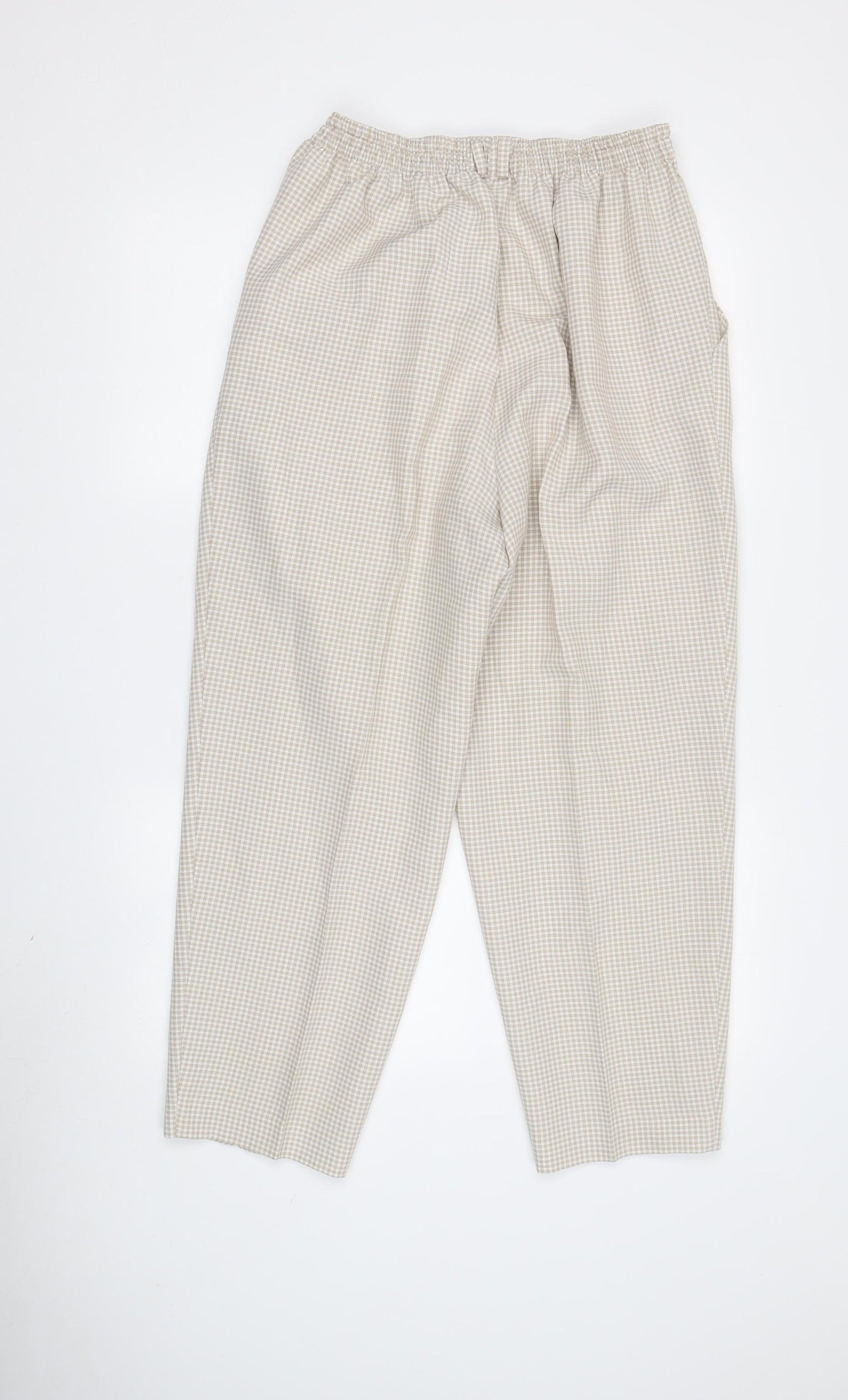 Marks and Spencer Women's Beige Check Trousers, Size 16