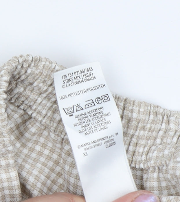 Marks and Spencer Women's Beige Check Trousers, Size 16