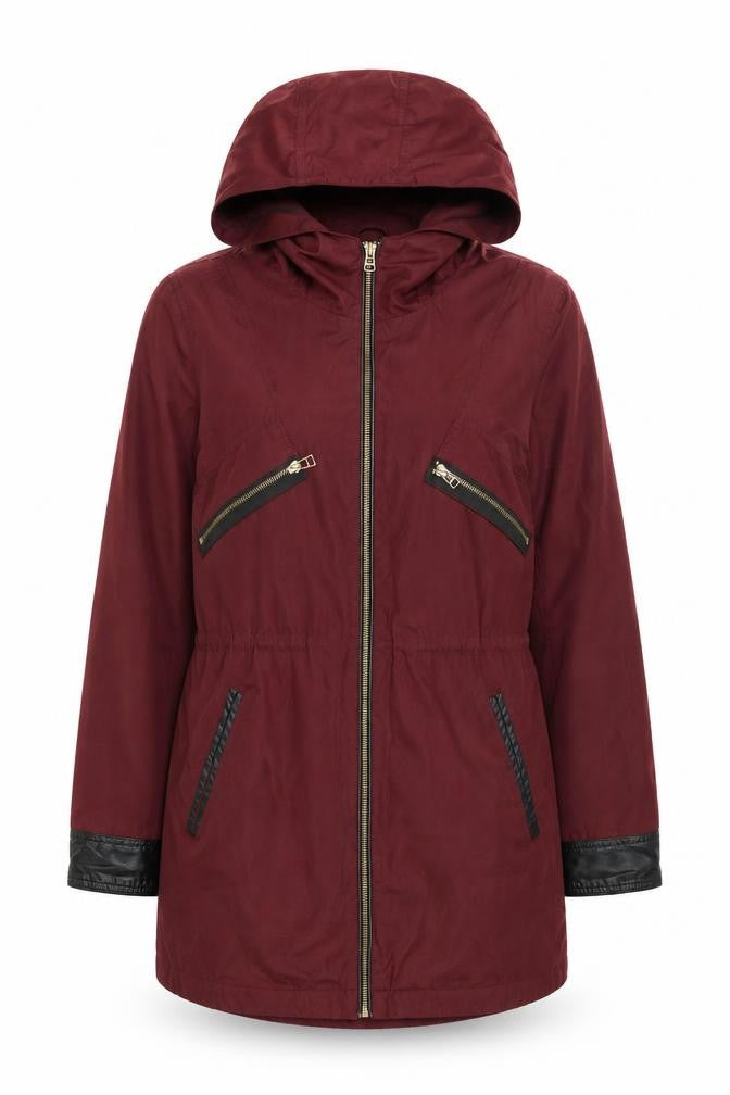 Front view of Olé by Vero Moda Women's Red Parka Jacket, size 10